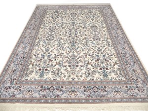 Cream Floral 10X14 Indo-Kashan Oriental Rug