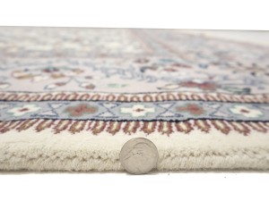 Cream Floral 10X14 Indo-Kashan Oriental Rug