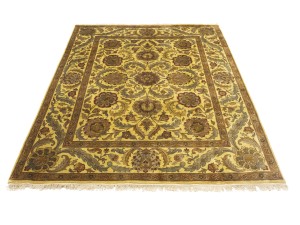 Golden Beige Floral Classic 8X10 Agra Jaipur Oriental Rug
