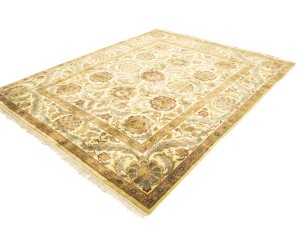 Golden Beige Floral Classic 8X10 Agra Jaipur Oriental Rug