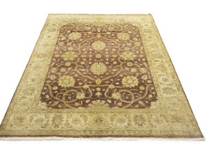 Muted Rusty Brown Floral Peshawar 8X10 Pakistan Oriental Rug