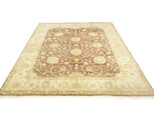 Muted Rusty Brown Floral Peshawar 8X10 Pakistan Oriental Rug