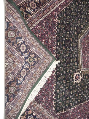 Dark Green Floral Tribal 8X10 Indo-Bidjar Oriental Rug