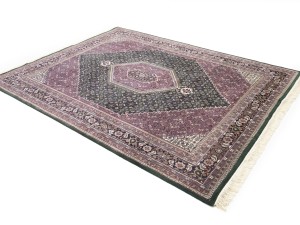 Dark Green Floral Tribal 8X10 Indo-Bidjar Oriental Rug