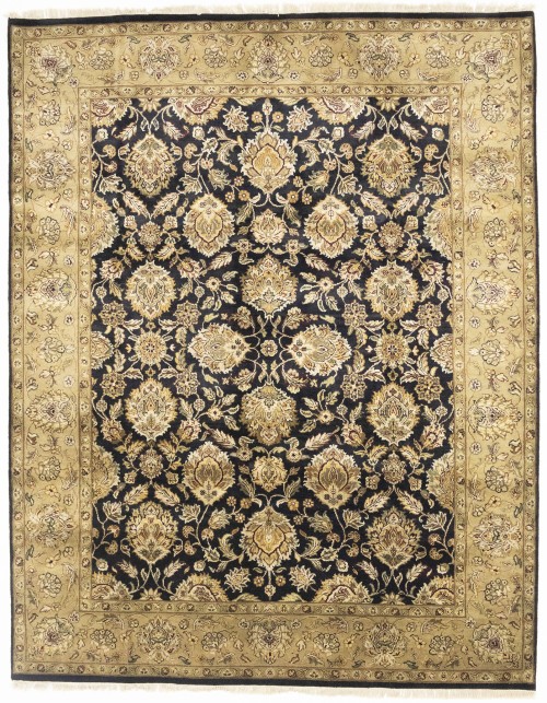 Black Floral Classic 8X10 Agra Jaipur Oriental Rug