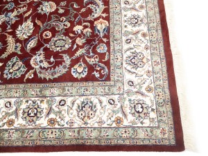 Maroon Red Floral 8X10 Indo-Kashan Oriental Rug