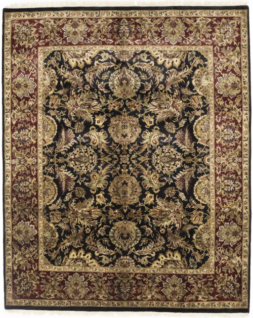 Black Floral Classic 8X10 Agra Jaipur Oriental Rug