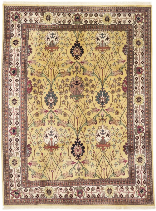 Golden Beige Floral 8X10 Oushak Oriental Rug