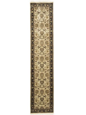 Cream Floral Classic 2'7X12 Agra Jaipur Oriental Runner Rug