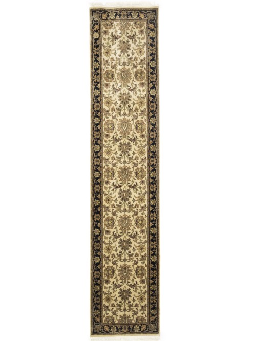 Cream Floral Classic 2'7X12 Agra Jaipur Oriental Runner Rug