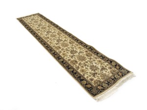 Cream Floral Classic 2'7X12 Agra Jaipur Oriental Runner Rug