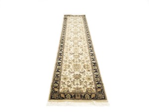 Cream Floral Classic 2'7X12 Agra Jaipur Oriental Runner Rug