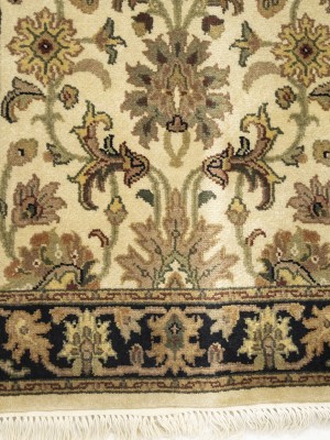 Cream Floral Classic 2'7X12 Agra Jaipur Oriental Runner Rug