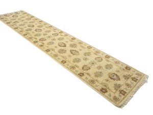 Beige Floral 3X12 Peshawar Pakistan Oriental Runner Rug