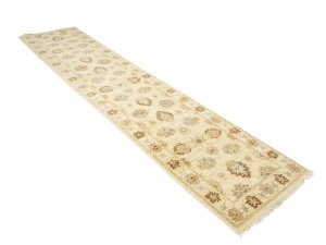 Beige Floral 3X12 Peshawar Pakistan Oriental Runner Rug