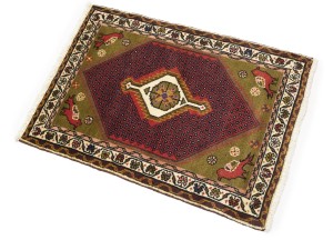 Khaki Floral Tribal 2X3 Hamedan Persian Rug
