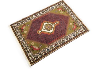 Khaki Floral Tribal 2X3 Hamedan Persian Rug