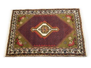 Khaki Floral Tribal 2X3 Hamedan Persian Rug