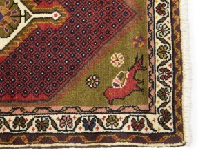 Khaki Floral Tribal 2X3 Hamedan Persian Rug