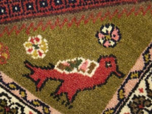 Khaki Floral Tribal 2X3 Hamedan Persian Rug