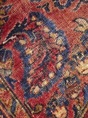 Vintage Red Floral 3X7 Sarouk Persian Rug