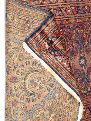 Vintage Red Floral 3X7 Sarouk Persian Rug
