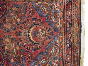 Vintage Red Floral 3X7 Sarouk Persian Rug