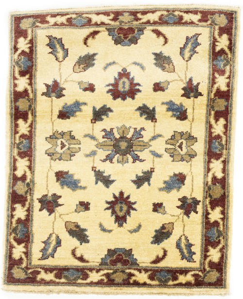 Cream Floral Chobi Peshawar 2X2'6 Pakistan Oriental Rug