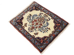 Cream Floral Tribal 2X2'3 Bidjar Halvaei Persian Rug