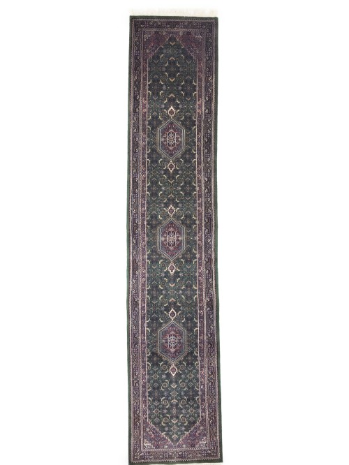 Green Floral Tribal 2'6X12 Indo-Bidjar Oriental Runner Rug