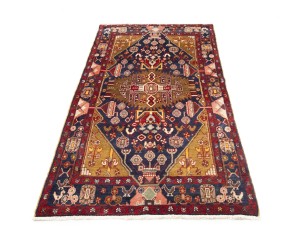 Vintage Purple-navy Floral Tribal 4'4X8 Hamedan Persian Rug