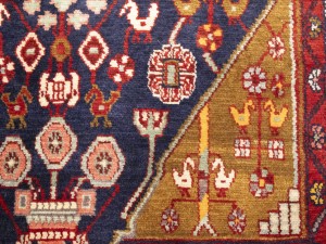 Vintage Purple-navy Floral Tribal 4'4X8 Hamedan Persian Rug