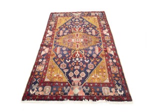 Vintage Purple-navy Floral Tribal 4'4X8 Hamedan Persian Rug