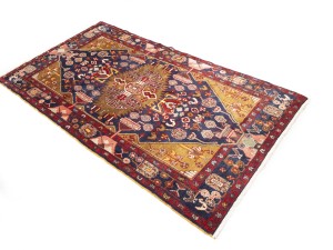 Vintage Purple-navy Floral Tribal 4'4X8 Hamedan Persian Rug