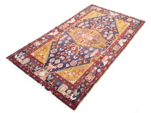 Vintage Purple-navy Floral Tribal 4'4X8 Hamedan Persian Rug