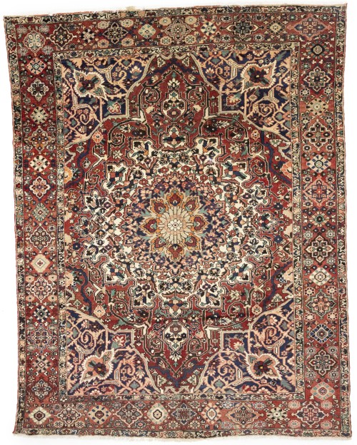 Vintage Red Floral 9'8X12'6 Bakhtiari Persian Rug