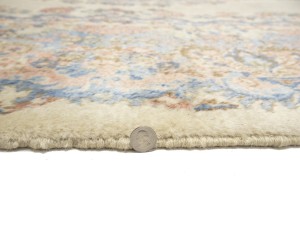 Semi Antique Cream Traditional Floral 9X17 Kerman Persian Rug