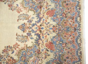 Semi Antique Cream Traditional Floral 9X17 Kerman Persian Rug