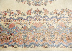 Semi Antique Cream Traditional Floral 9X17 Kerman Persian Rug