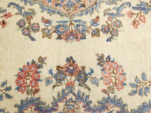 Semi Antique Cream Traditional Floral 9X17 Kerman Persian Rug