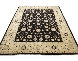 Black Floral Peshawar 9X12 Pakistan Oriental Rug