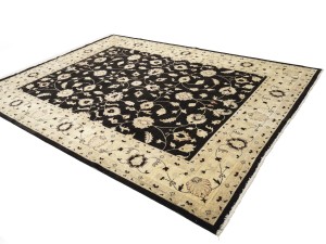Black Floral Peshawar 9X12 Pakistan Oriental Rug