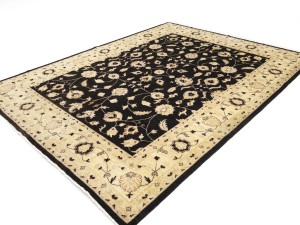 Black Floral Peshawar 9X12 Pakistan Oriental Rug