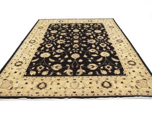 Black Floral Peshawar 9X12 Pakistan Oriental Rug