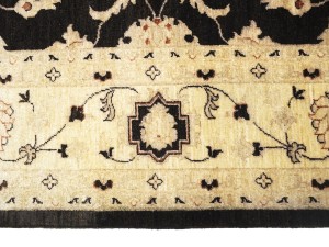 Black Floral Peshawar 9X12 Pakistan Oriental Rug