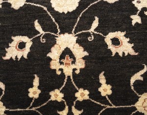 Black Floral Peshawar 9X12 Pakistan Oriental Rug