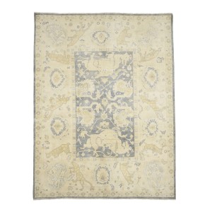 Gray Floral 9X12 Oushak Oriental Rug