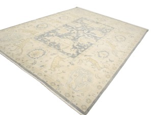 Gray Floral 9X12 Oushak Oriental Rug