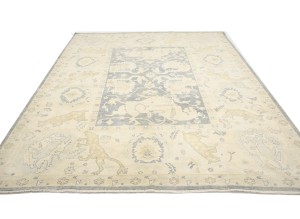 Gray Floral 9X12 Oushak Oriental Rug