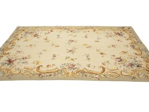 Beige Floral Aubusson 6X9 Needlepoint Oriental Rug